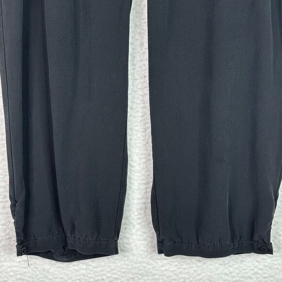 Eileen Fisher Silk Pants‎ Sz S Black Cropped Ankle Button Trousers Quiet Luxury - Picture 4 of 11